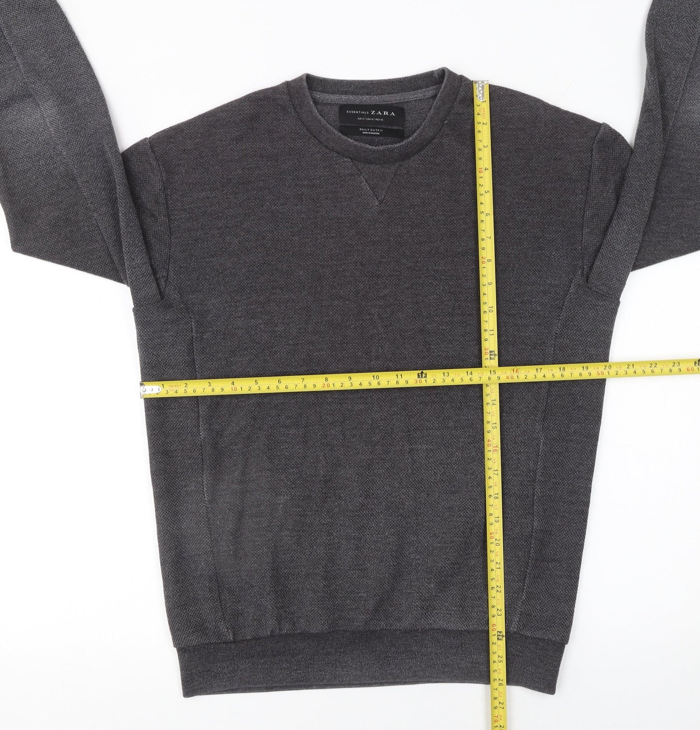 Mens UK Size M Zara Grey Pullover Jumper