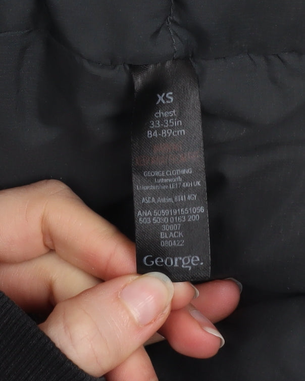 Mens UK Size XS George Black Parka Coat