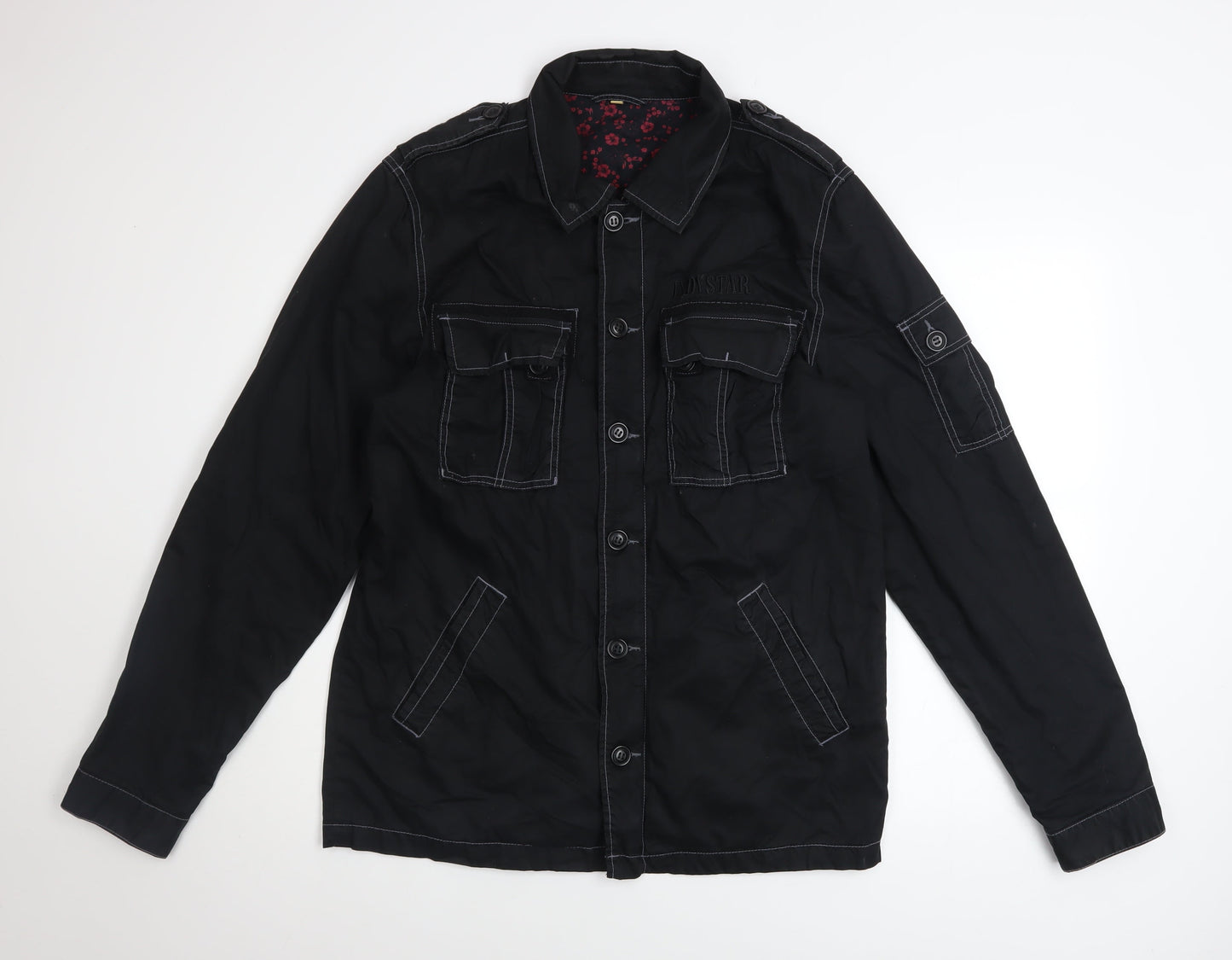 Mens UK Size M INDISTAR Black Military Jacket