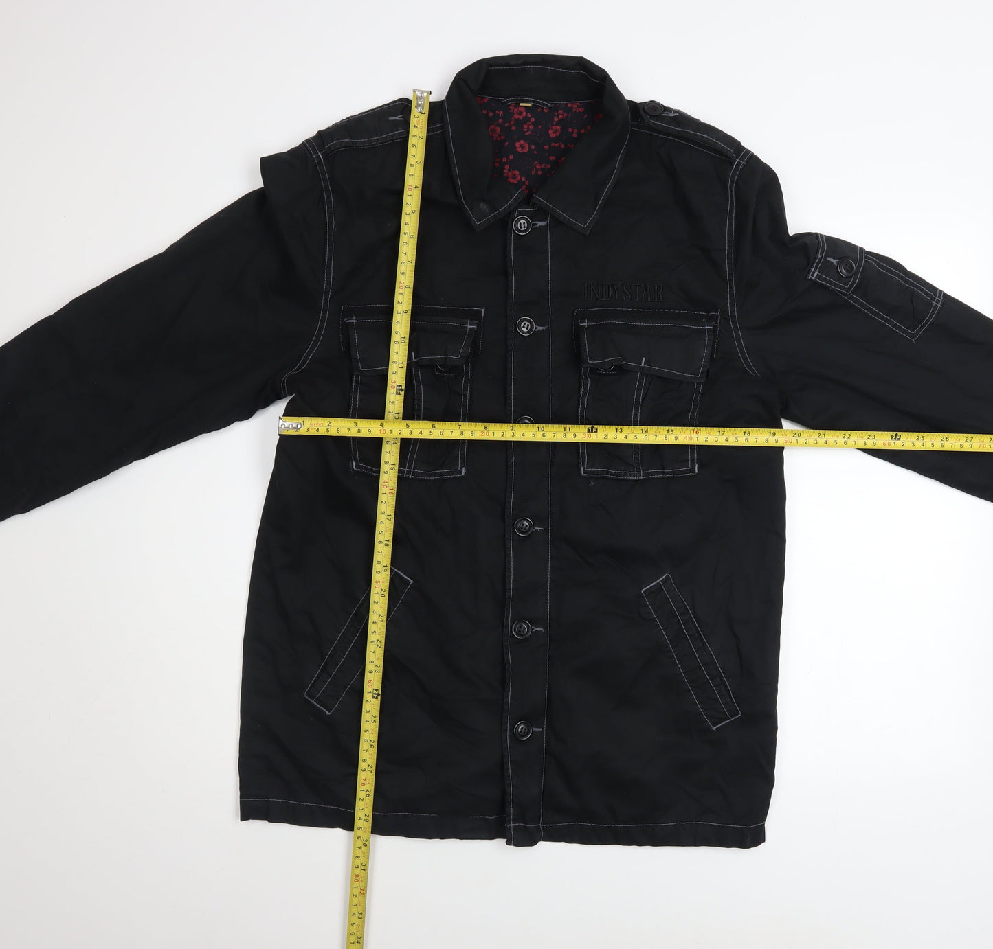 Mens UK Size M INDISTAR Black Military Jacket