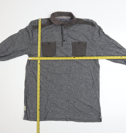 Next Men's Grey Cotton Long Sleeve Casual Button-Up Shirt Size M