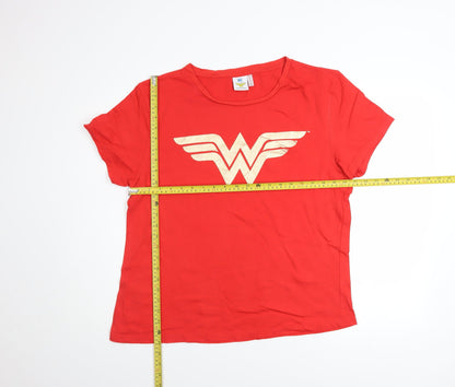 Womens UK Size 18 DC Red Basic T-Shirt
