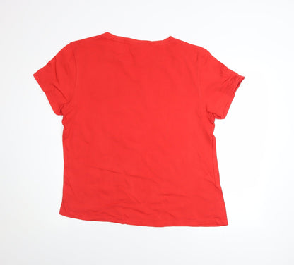 Womens UK Size 18 DC Red Basic T-Shirt