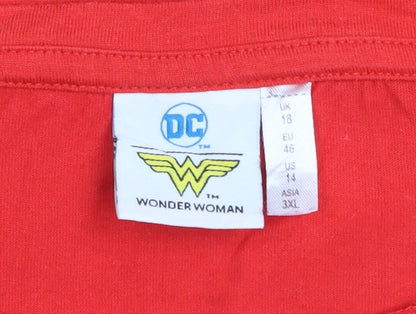 Womens UK Size 18 DC Red Basic T-Shirt