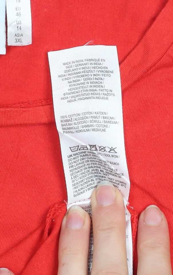Womens UK Size 18 DC Red Basic T-Shirt