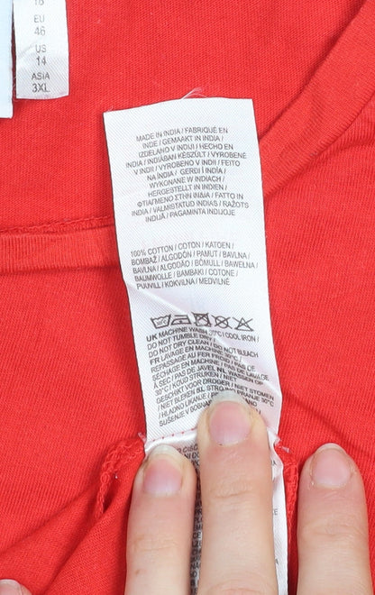 Womens UK Size 18 DC Red Basic T-Shirt