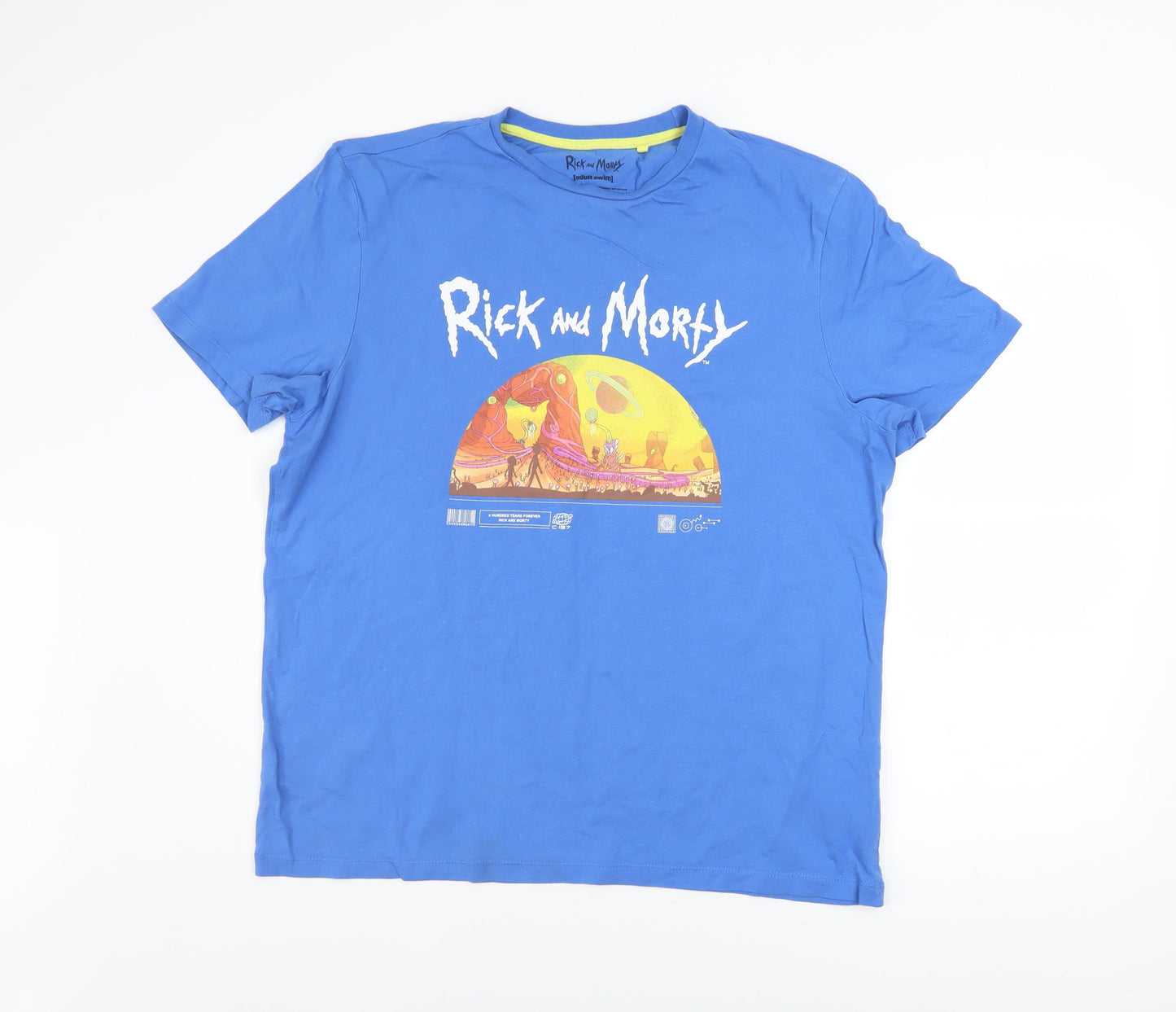 Mens UK Size L Rick and Morty Blue  T-Shirt