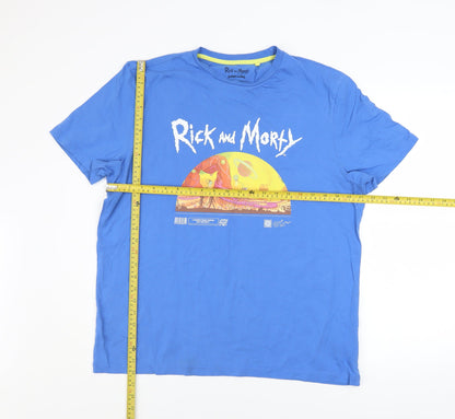 Mens UK Size L Rick and Morty Blue  T-Shirt