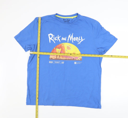 Mens UK Size L Rick and Morty Blue  T-Shirt