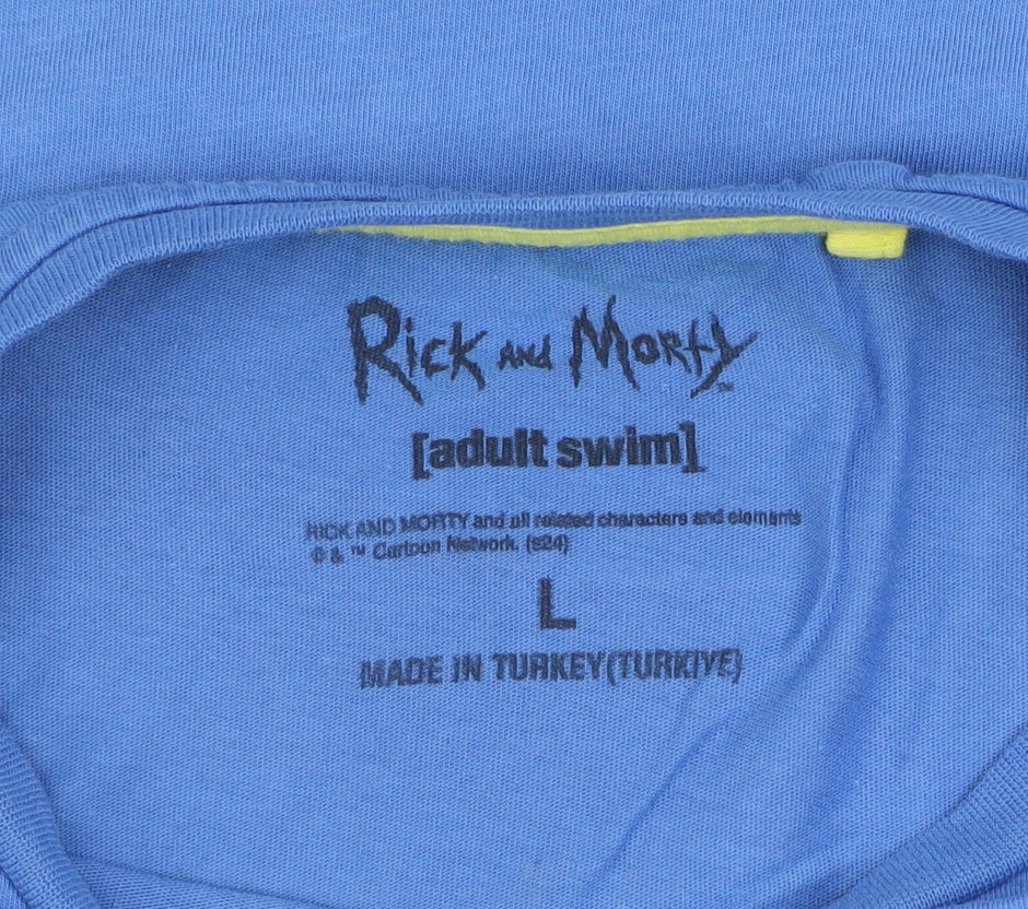 Mens UK Size L Rick and Morty Blue  T-Shirt