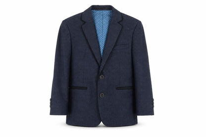 1880 Club Boys Blue Geometric Blazer 5 Years Two-Button Formal Jacket