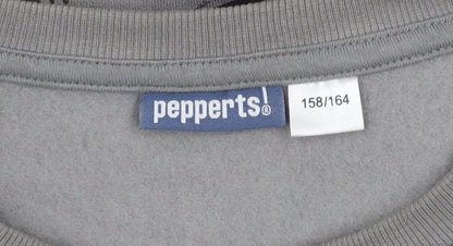 Pepperts Boys Grey Geometric Print Pullover Sweatshirt Size 12-13 Years