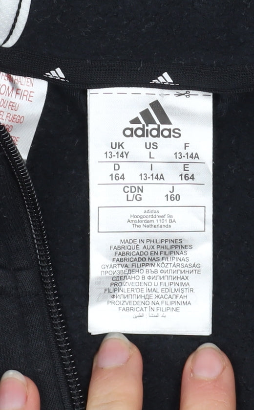 Boys UK Size 13-14 Years adidas Black Full Zip Hoodie