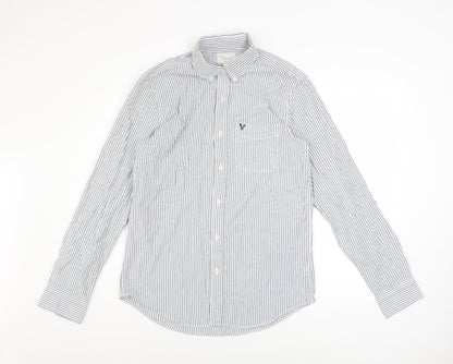 American Eagle Men's Blue Slim Fit Striped Button-Up Shirt M
