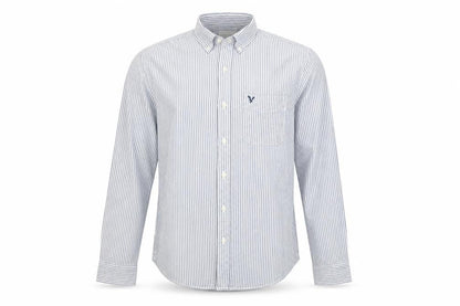 American Eagle Men's Blue Slim Fit Striped Button-Up Shirt M