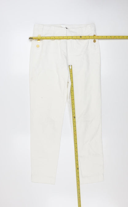 Oky's Women's White Chino Trousers Size 10 Slim Fit Cotton Stretch