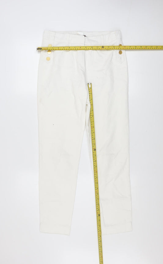 Oky's Women's White Chino Trousers Size 10 Slim Fit Cotton Stretch