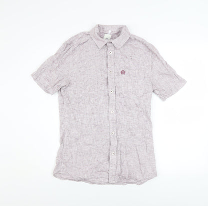 River Island Men’s Purple Short Sleeve Cotton Button-Up Shirt Size S