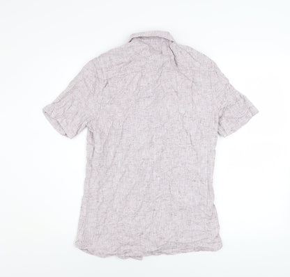 River Island Men’s Purple Short Sleeve Cotton Button-Up Shirt Size S