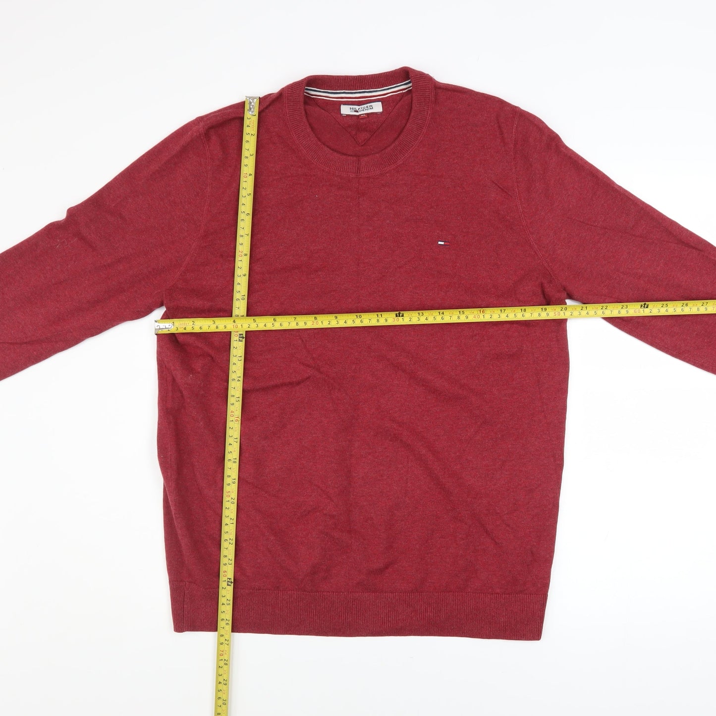 Mens UK Size XL Hilfiger Denim Red Pullover Jumper