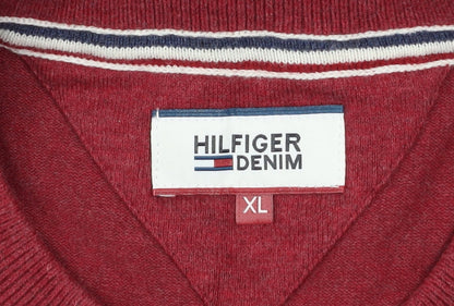 Mens UK Size XL Hilfiger Denim Red Pullover Jumper