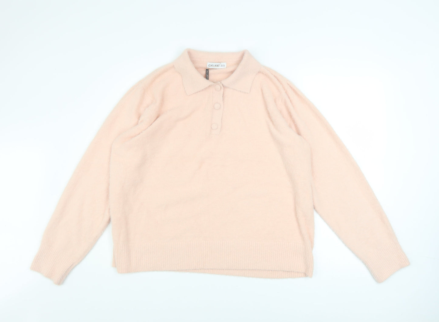 Womens UK Size XL Gallery Pink Henley Sweatshirt