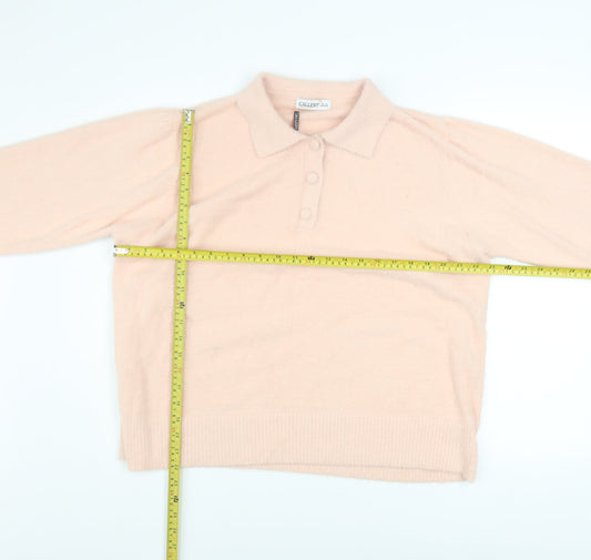 Womens UK Size XL Gallery Pink Henley Sweatshirt
