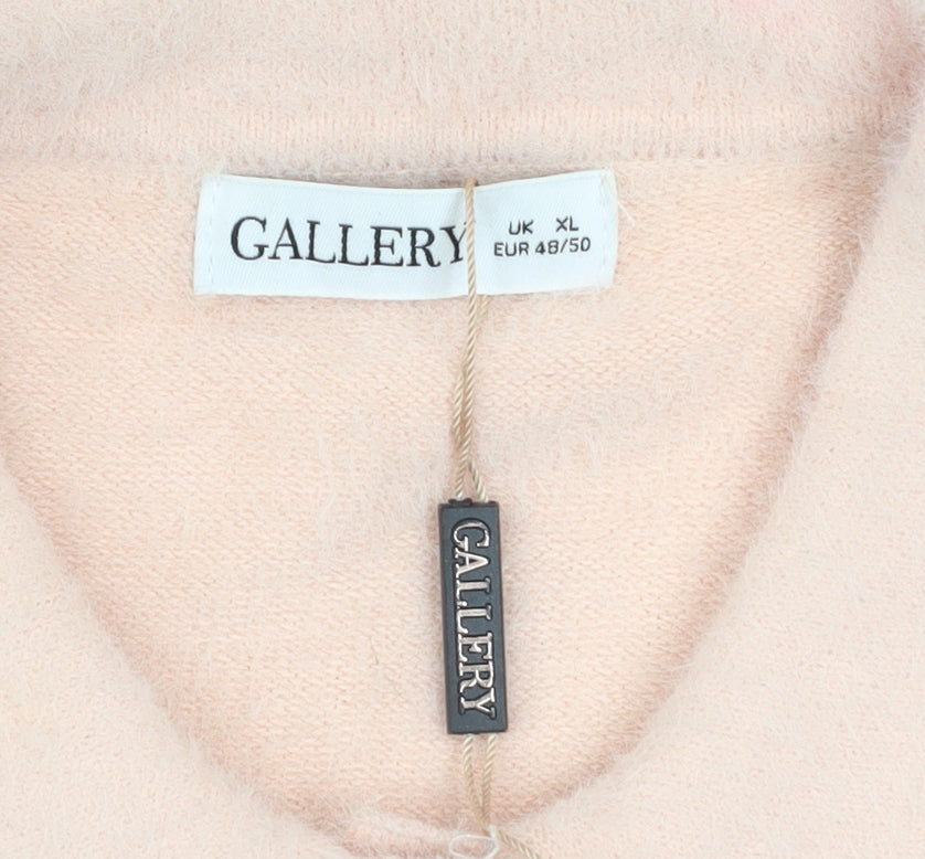 Womens UK Size XL Gallery Pink Henley Sweatshirt