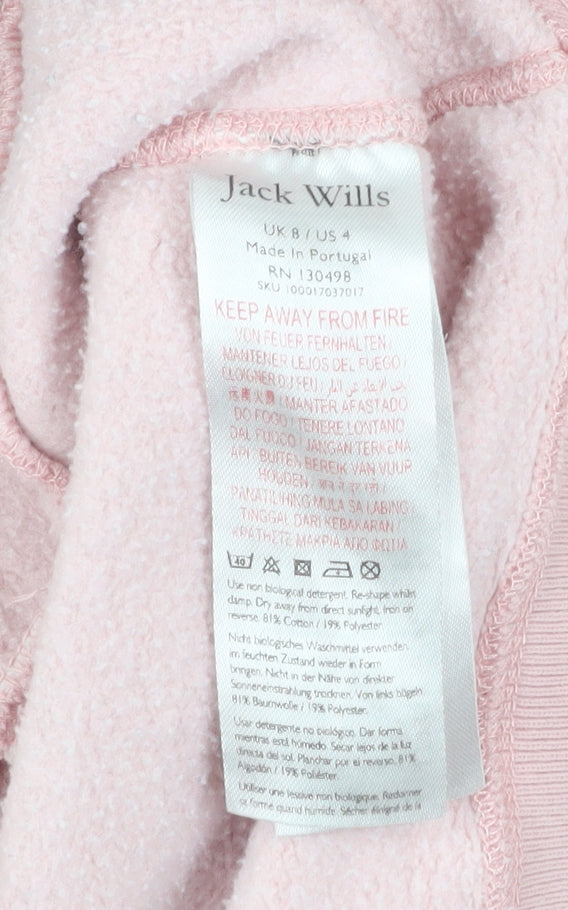 Womens UK Size 8 Jack Wills Pink Pullover Hoodie