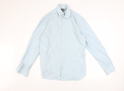 John Varvatos Men Blue Slim Fit Long Sleeve Striped Button-Up Shirt 15.5