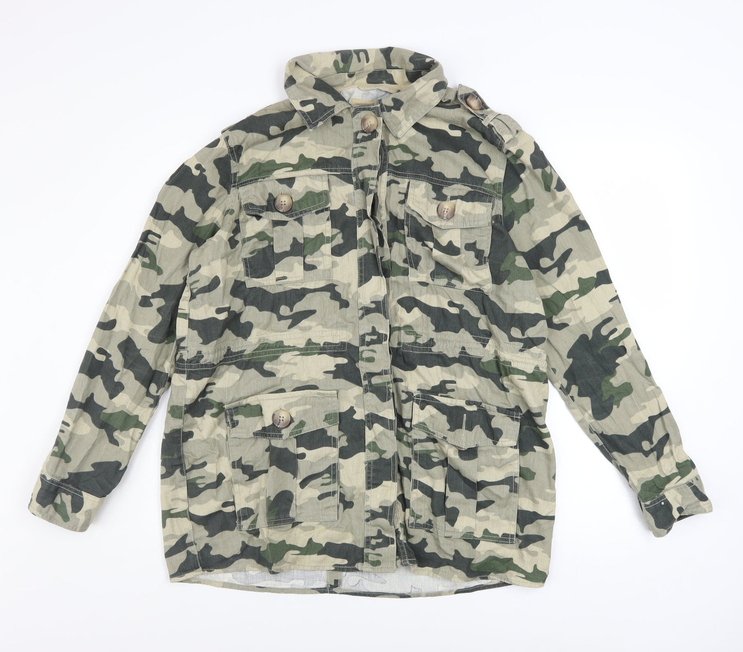Womens UK Size M River Island Green Military Jacket