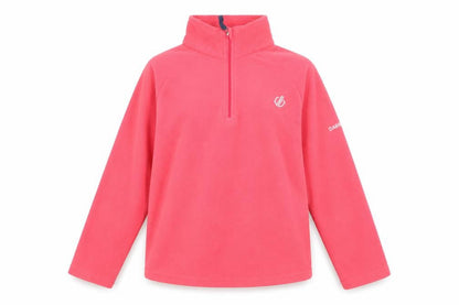 Front view of Dare 2b girls’ pink fleece 1/2 zip pullover sweatshirt 11-12 years