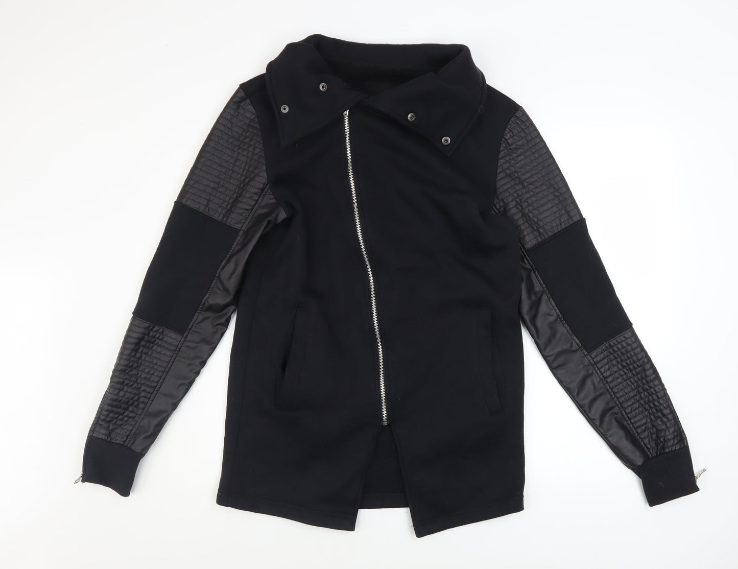Womens UK Size M Terance Kole Black Biker Coat