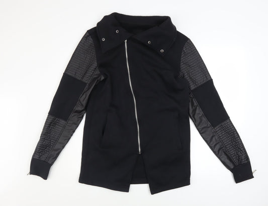 Womens UK Size M Terance Kole Black Biker Coat