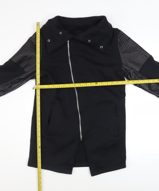 Womens UK Size M Terance Kole Black Biker Coat