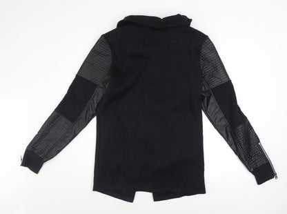 Womens UK Size M Terance Kole Black Biker Coat