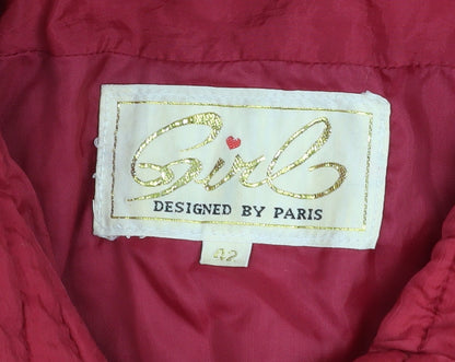 Girl Designed by Paris Women's Red Bomber Jacket Size 14 Vintage