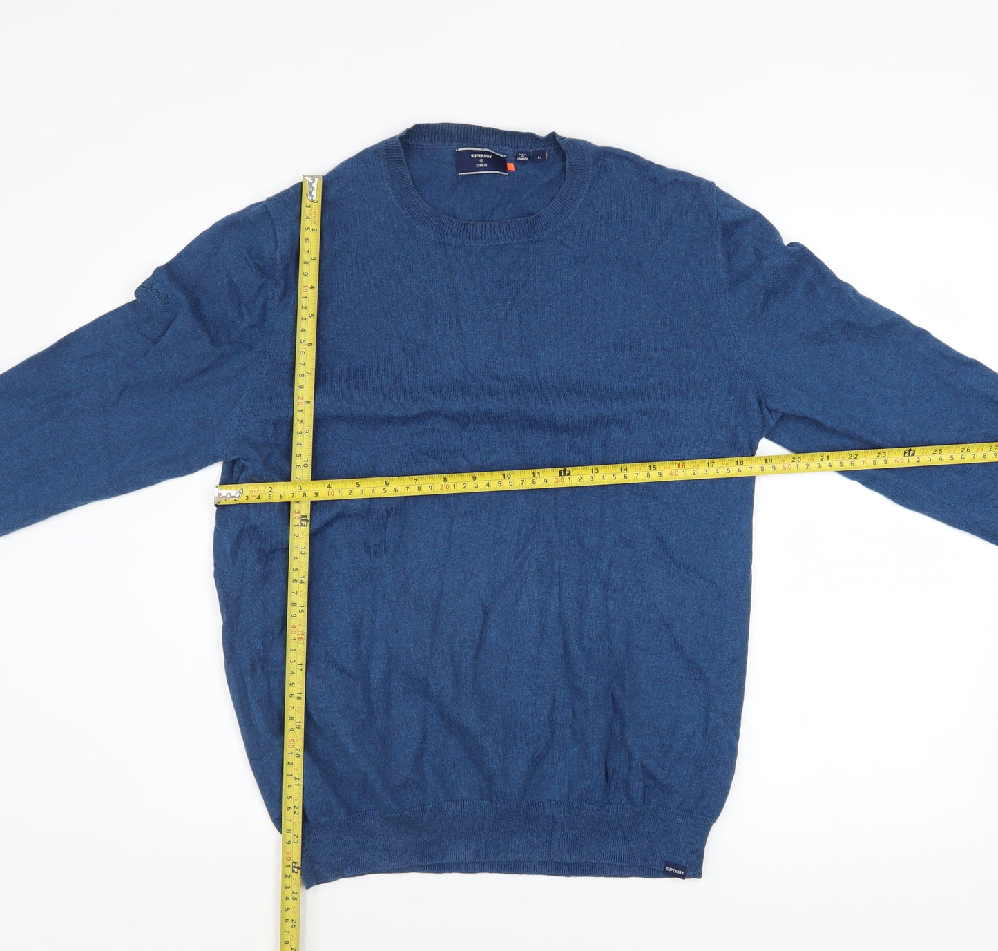 Mens UK Size L Superdry Blue Pullover Jumper