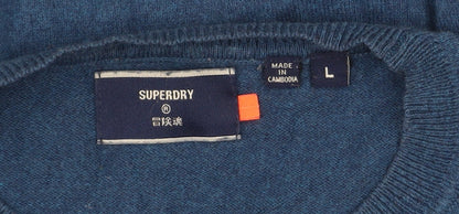 Mens UK Size L Superdry Blue Pullover Jumper