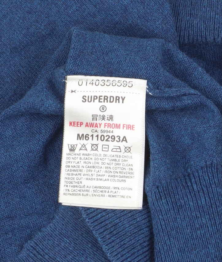 Mens UK Size L Superdry Blue Pullover Jumper