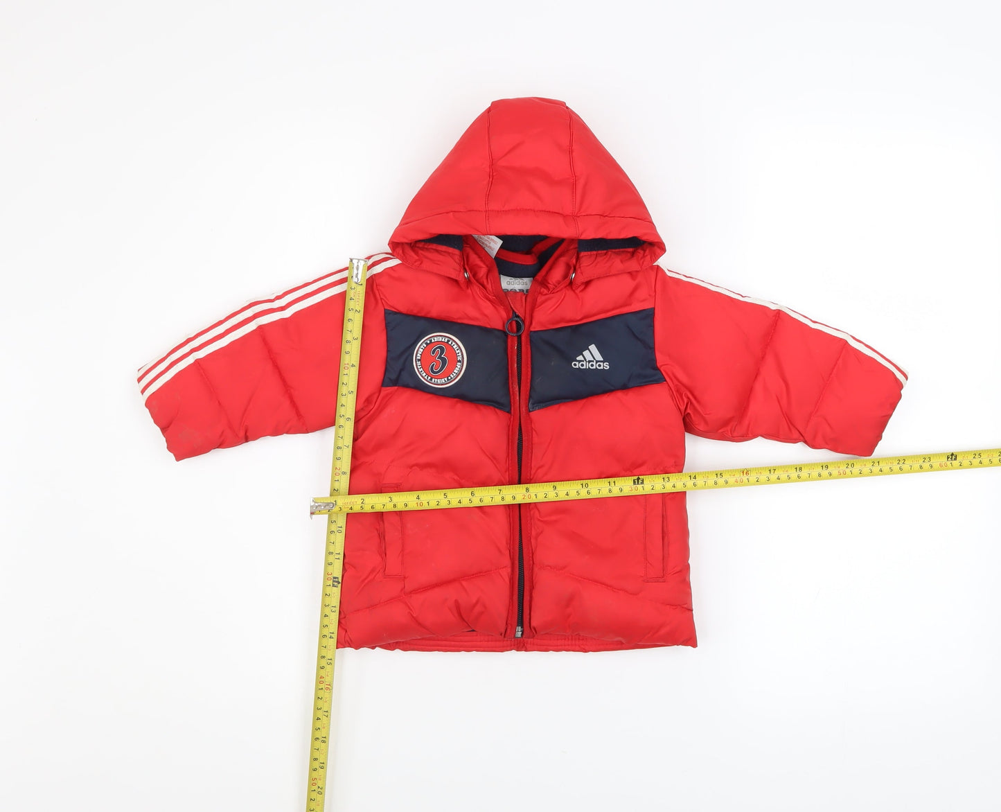 Adidas Unisex Baby Red Hooded Puffer Jacket 9-12 Months Winter Coat