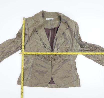 Gina Bacconi Women Brown Size 14 Classic Blazer with Floral Detail