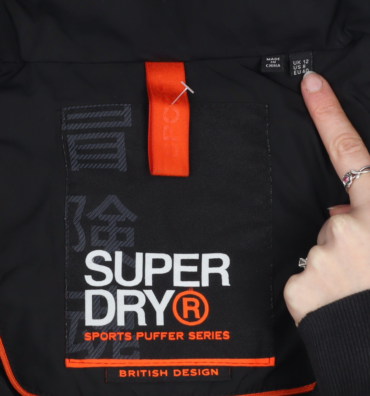Womens UK Size 12 Superdry Black Puffer Jacket
