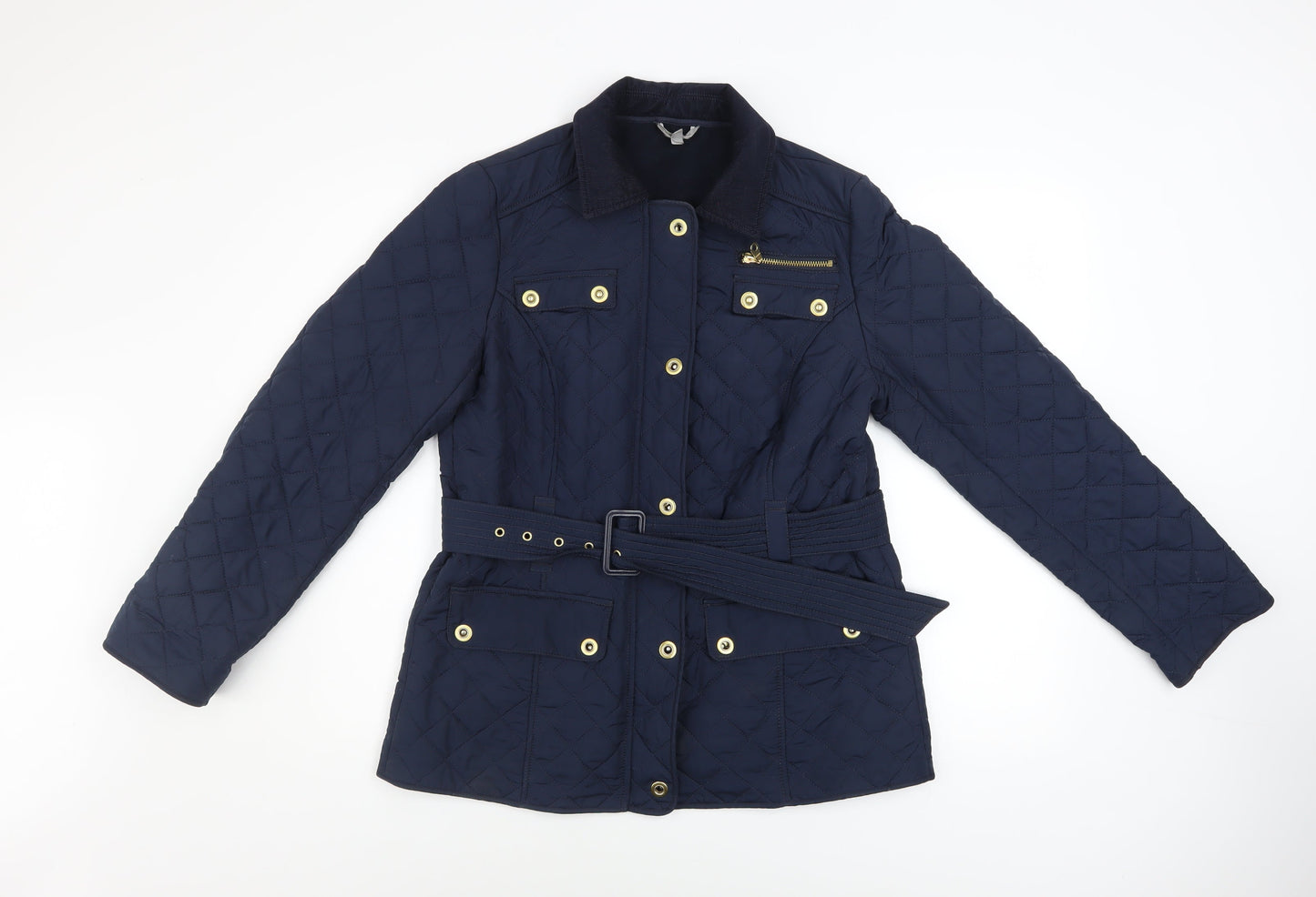 Womens UK Size 12 Marks and Spencer Blue Quilted Coat