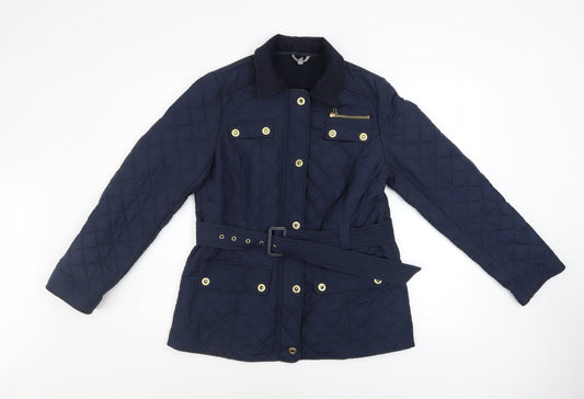 Womens UK Size 12 Marks and Spencer Blue Quilted Coat