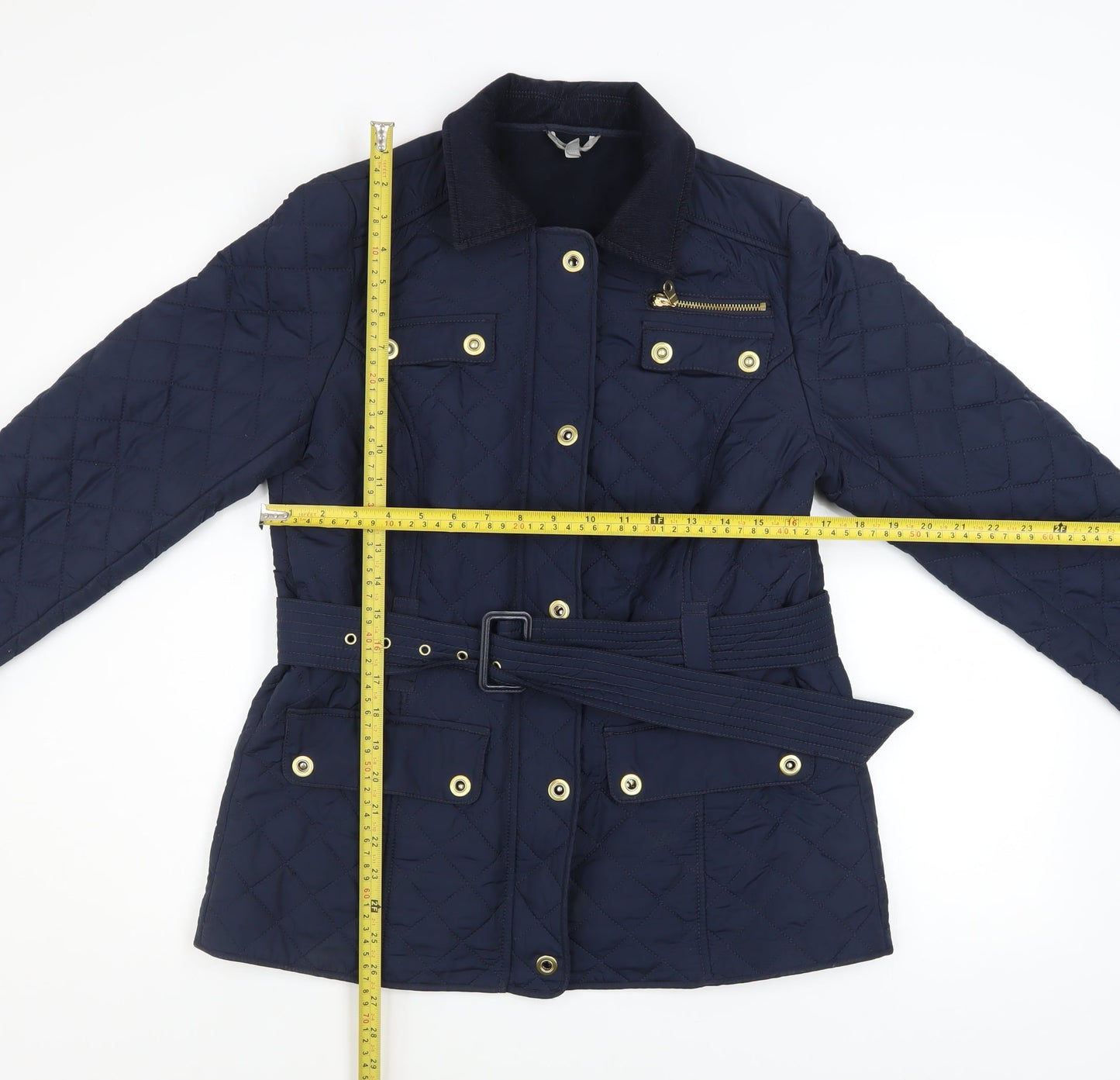 Womens UK Size 12 Marks and Spencer Blue Quilted Coat
