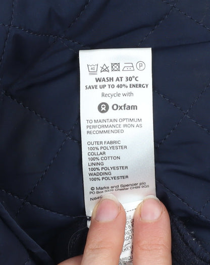 Womens UK Size 12 Marks and Spencer Blue Quilted Coat