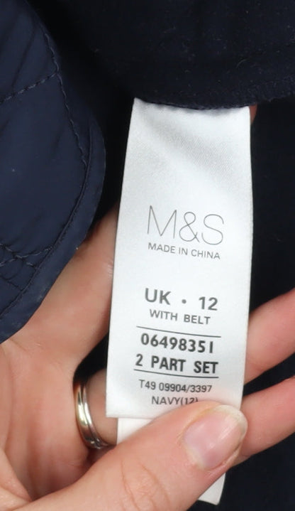 Womens UK Size 12 Marks and Spencer Blue Quilted Coat
