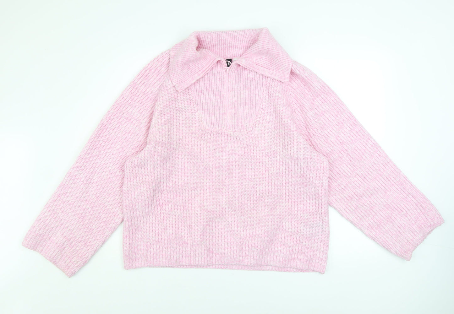 Womens UK Size 12 H&M Pink Half Zip Jumper