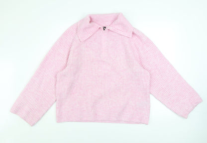 Womens UK Size 12 H&M Pink Half Zip Jumper